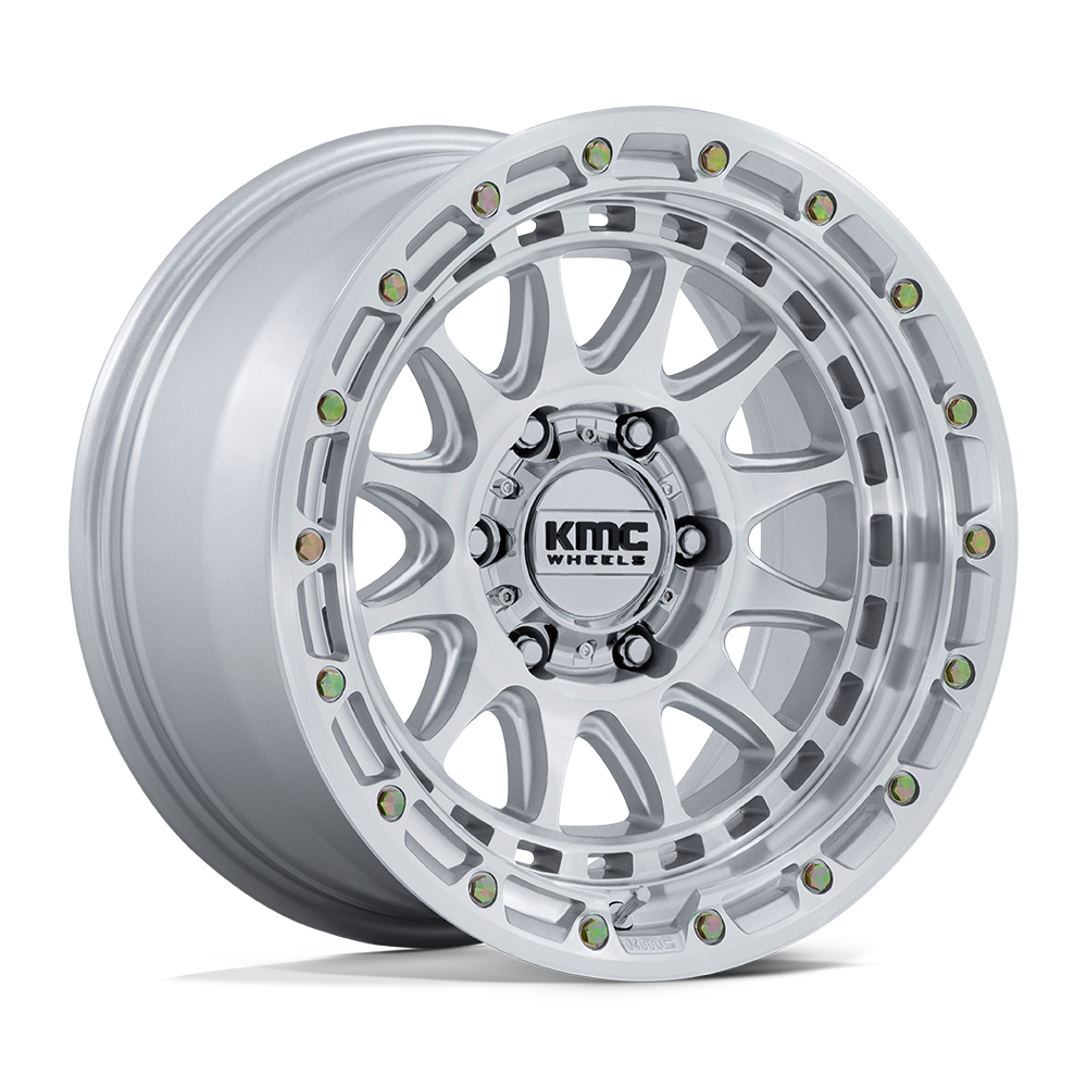 17x8 5 kmc km556 crux gloss silver w machined face wheel 6x5.5 bolt pattern 25mm offset