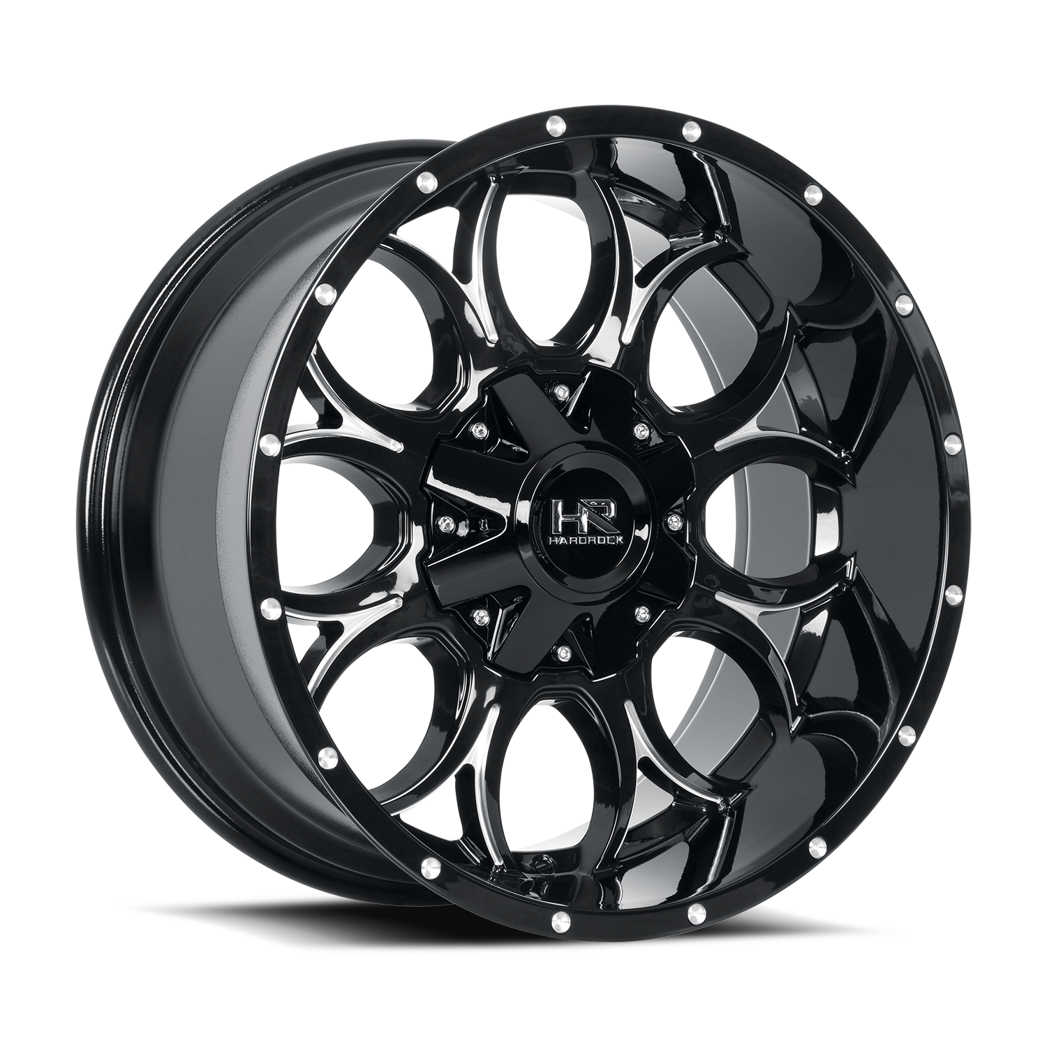 20x9 Hardrock Offroad H713 Horseshoe Gloss Black Milled Wheel 6x5.5 Bolt Pattern 0mm Offset