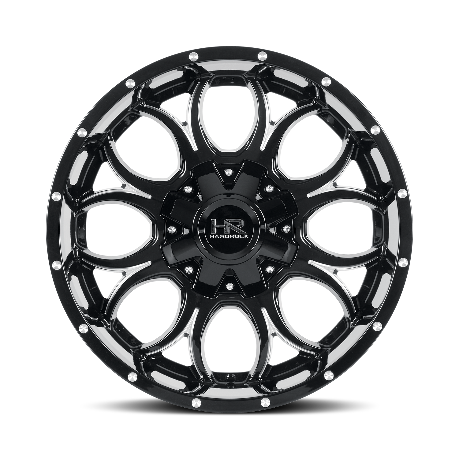 20x9 Hardrock Offroad H713 Horseshoe Gloss Black Milled Wheel 6x5.5 Bolt Pattern 0mm Offset