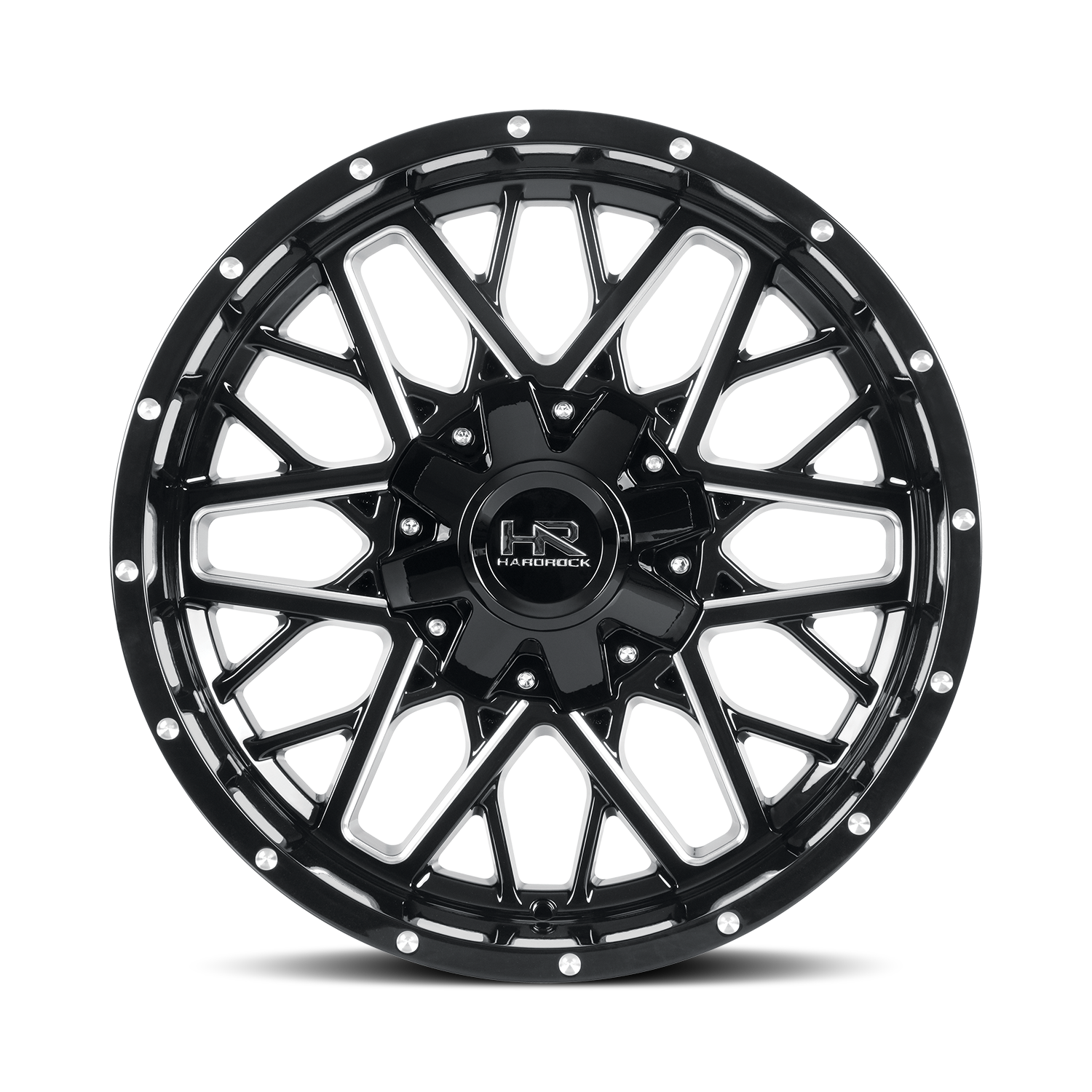 20x9 Hardrock Offroad H714 Bomber Gloss Black Milled Wheel 6x5.5 Bolt Pattern 0mm Offset