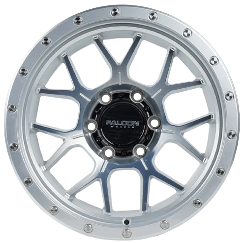 17x9 Falcon Wheels TX Titan Silver W/Machine Face Wheel 6x5.5 Bolt Pattern -12mm Offset