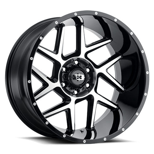 20x9 Vision 360 Sliver Gloss Black Machined Face Wheel 6x5.5 Bolt Pattern 0mm Offset