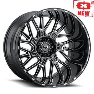 22x14 Vision 404 Brawl Gloss Black Milled Spoke Wheel 6x5.5 Bolt Pattern -76mm Offset