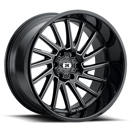 22x12 Vision 306 Rapier Gloss Black Milled Spoke Wheel 6x5.5 Bolt Pattern -51mm Offset