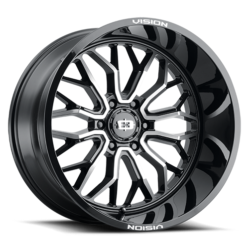 20x12 Vision 402 Riot Gloss Black Machined Face Wheel 6x5.5 Bolt Pattern -51mm Offset