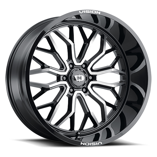 24x12 Vision 402 Riot Gloss Black Machined Face Wheel 6x5.5 Bolt Pattern -51mm Offset