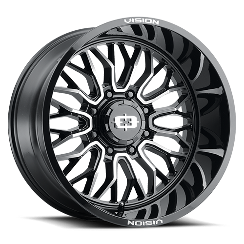 22x12 Vision 402 Riot Gloss Black Machined Face Wheel 6x5.5 Bolt Pattern -51mm Offset