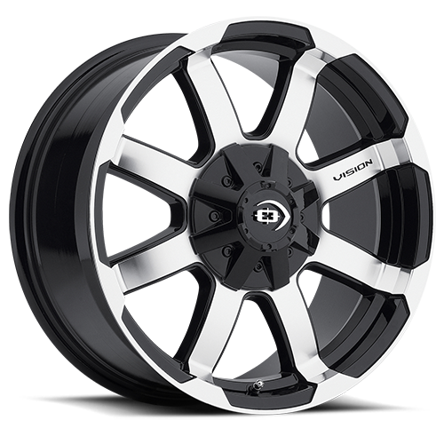18x8.5 Vision 413 Valor Gloss Black Machined Face Wheel 6x5.5 Bolt Pattern 18mm Offset