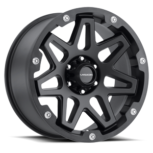 20x9 Vision 416 Se7en Satin Black Milled Spoke Wheel 6x5.5 Bolt Pattern 12mm Offset