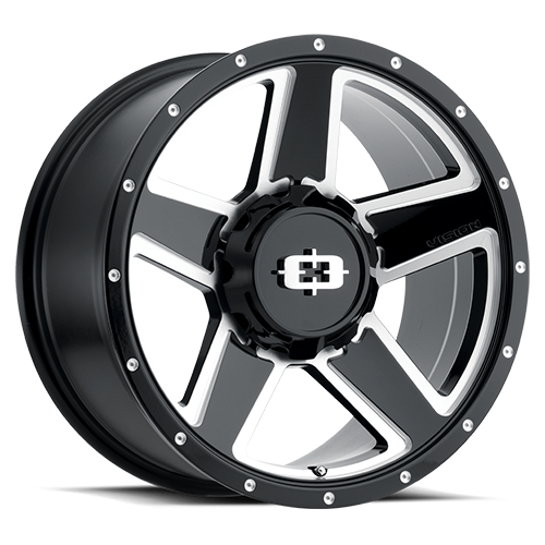 16x6 Vision 390 Empire Gloss Black Milled Spoke Wheel 6x5.5 Bolt Pattern 0mm Offset