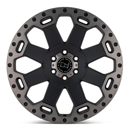 17x9 black rhino hard alloys war warlord matte black w mach dark tint wheel 6x5.5 bolt pattern 12mm offset