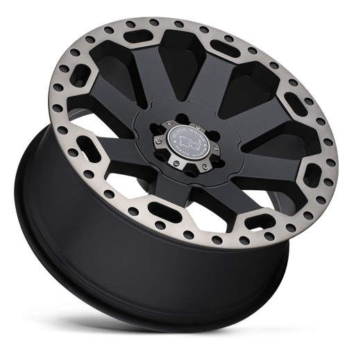 18x8 black rhino hard alloys war warlord matte black w mach dark tint wheel 6x5.5 bolt pattern 35mm offset