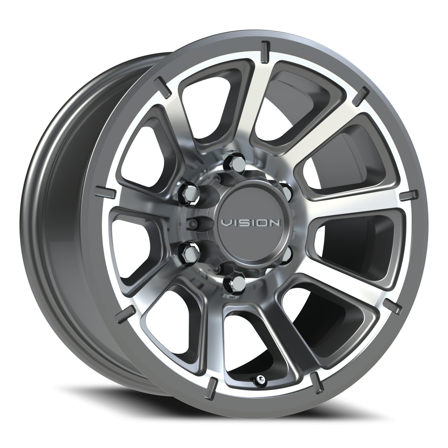 16x8 Vision 353 Turbine Gunmetal Machined Face Wheel 6x5.5 Bolt Pattern 0mm Offset