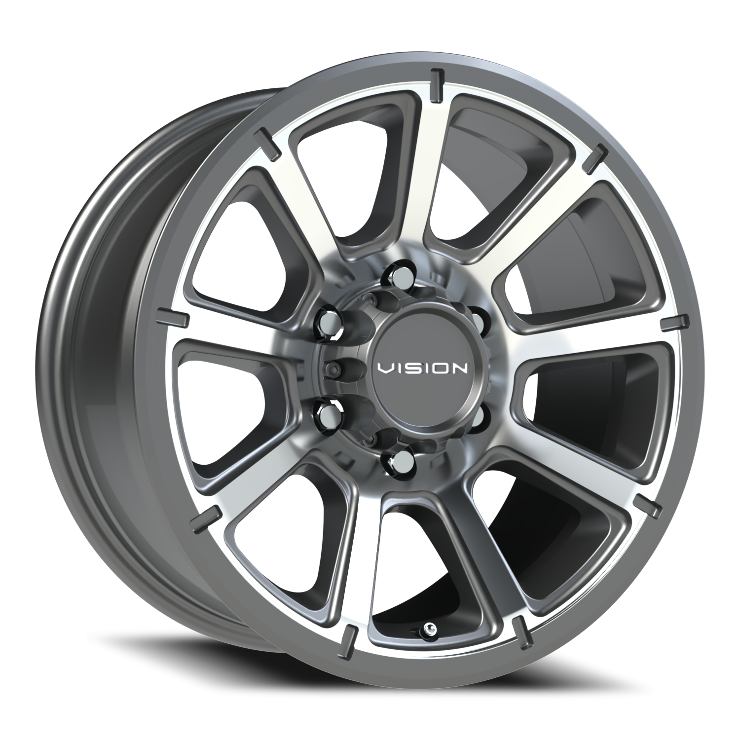 17x8.5 Vision 353 Turbine Gunmetal Machined Face Wheel 6x5.5 Bolt Pattern 18mm Offset