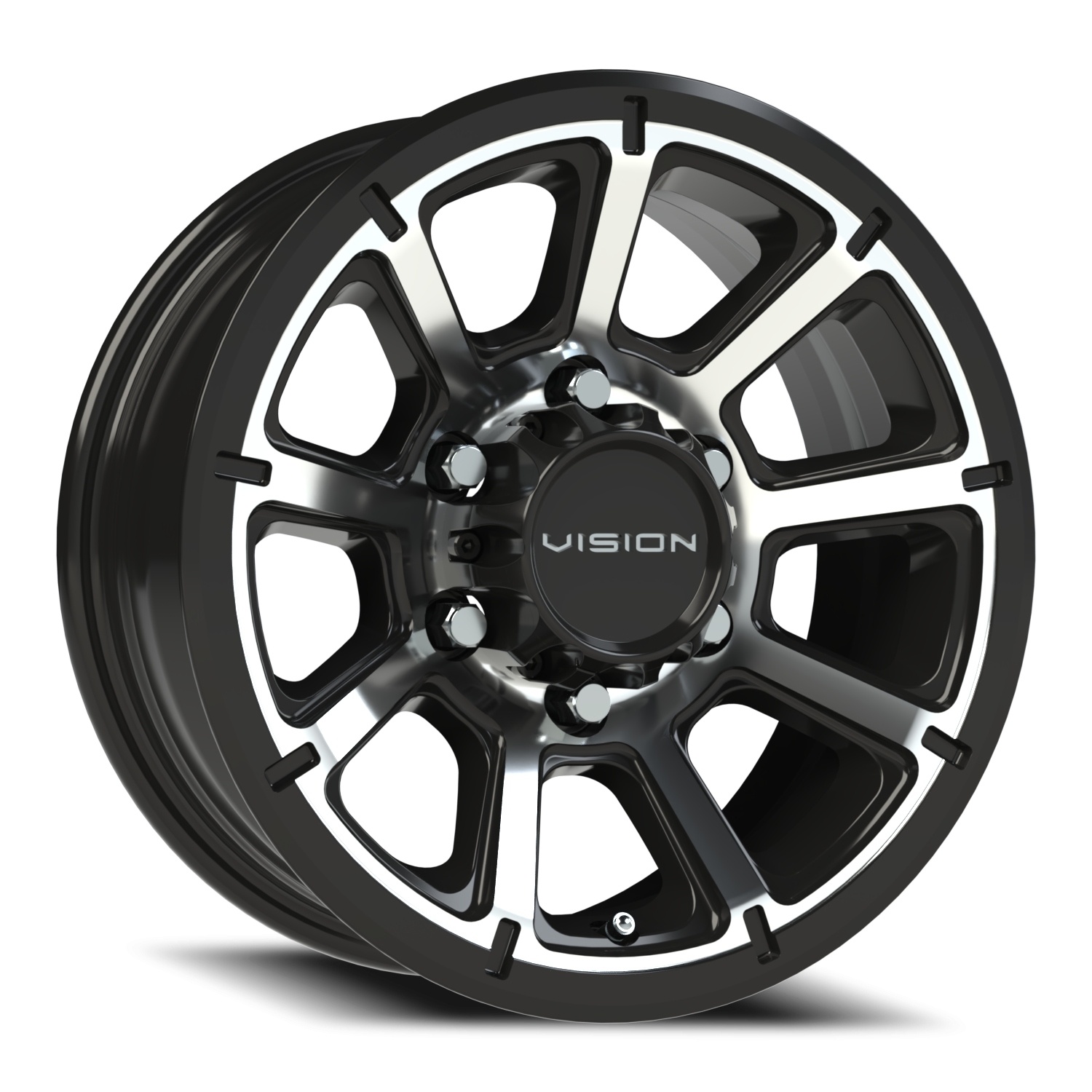 15x6 Vision 353 Turbine Gloss Black Machined Face Wheel 6x5.5 Bolt Pattern 0mm Offset
