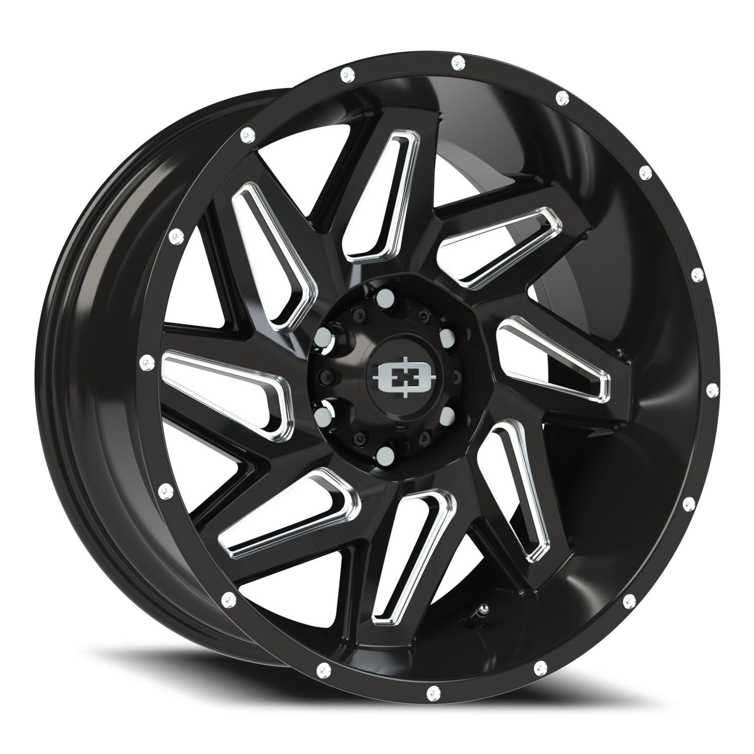 20x10 Vision 361 Spyder Gloss Black Milled Spoke Wheel 6x5.5 Bolt Pattern -25mm Offset