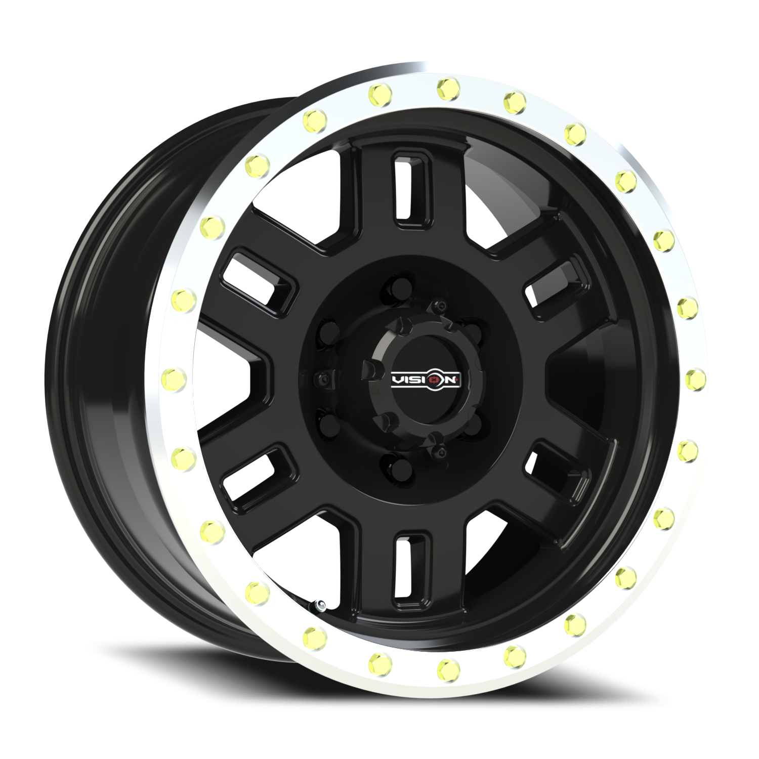 17x8.5 Vision 398 Manx Gloss Black Machined Lip Wheel 6x5.5 Bolt Pattern 0mm Offset