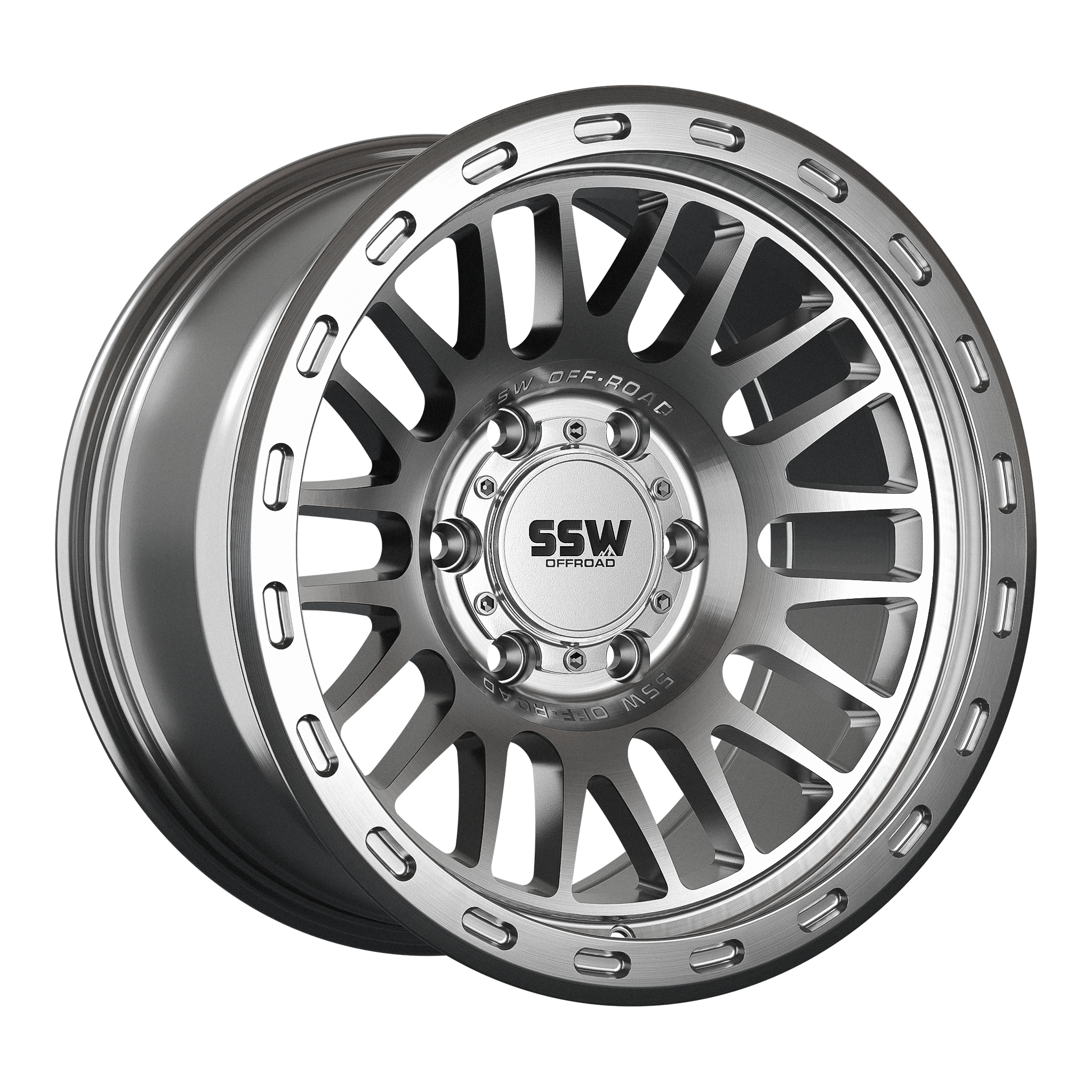 17x9 SSW Offroad Griffon Machined Silver Wheel 6x5.5 Bolt Pattern -25 mm Offset
