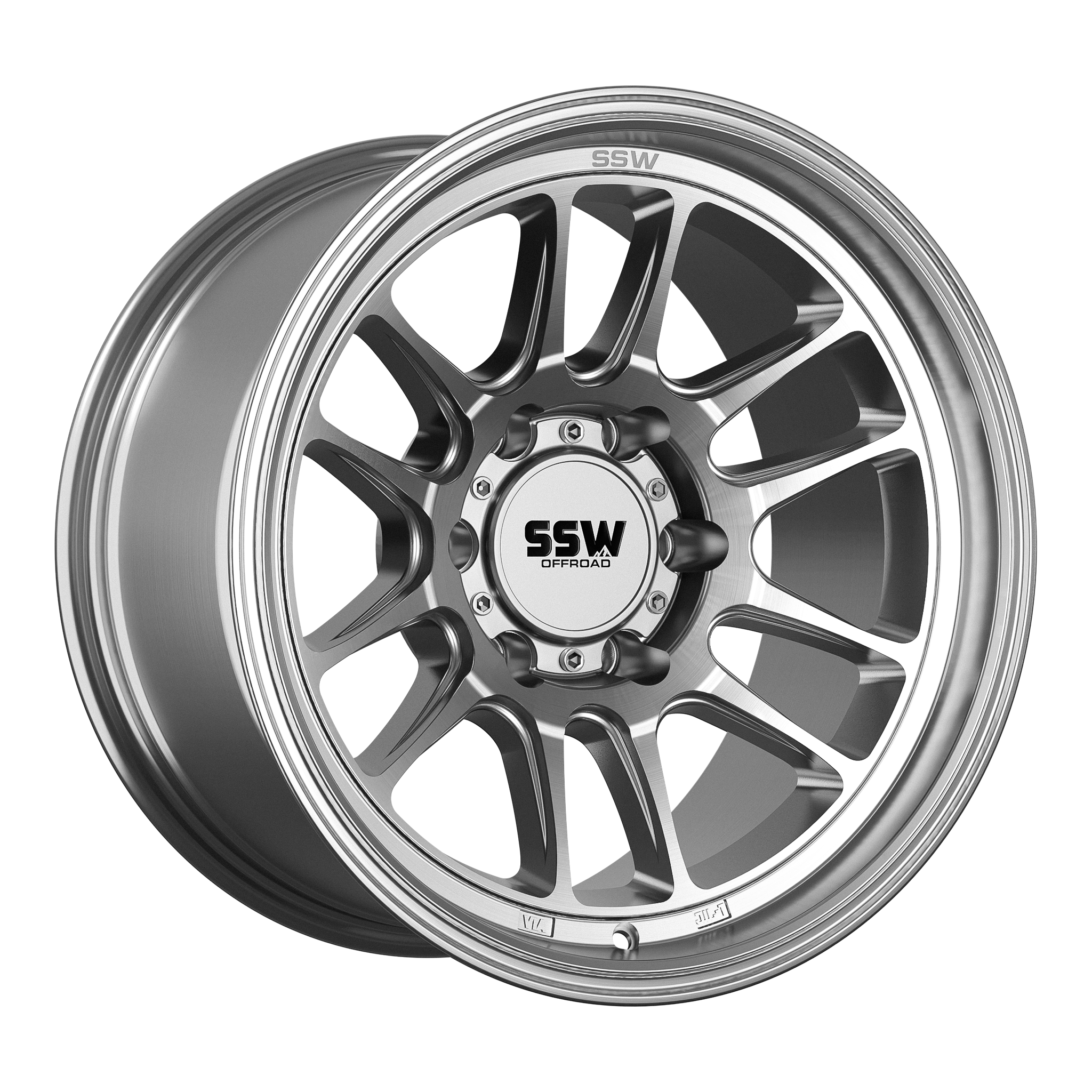 17x9 SSW Offroad Raptor Machined Silver Wheel 6x5.5 Bolt Pattern -12 mm Offset