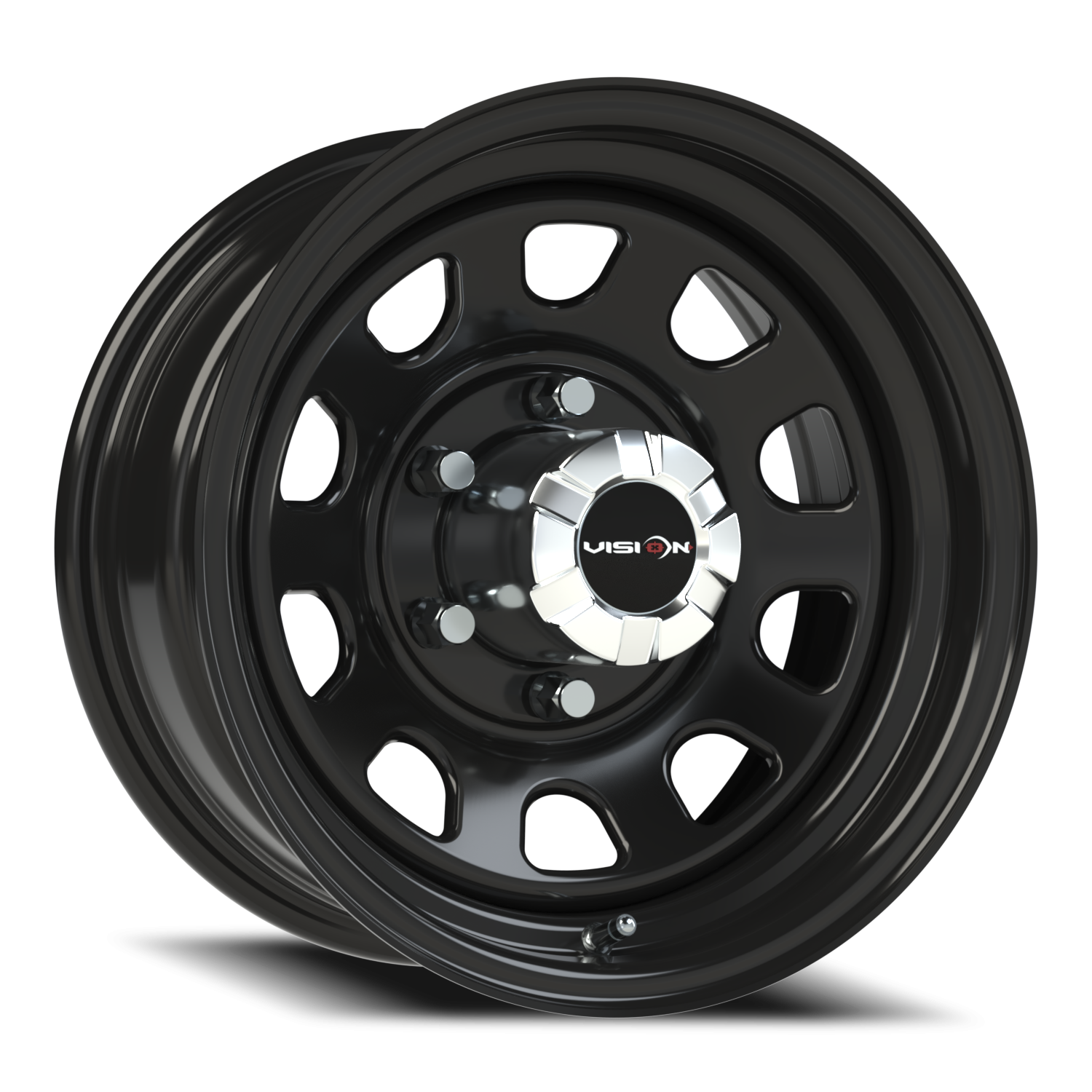 15x7 Vision 84H D Window Gloss Black Wheel 6x5.5 Bolt Pattern -6mm Offset