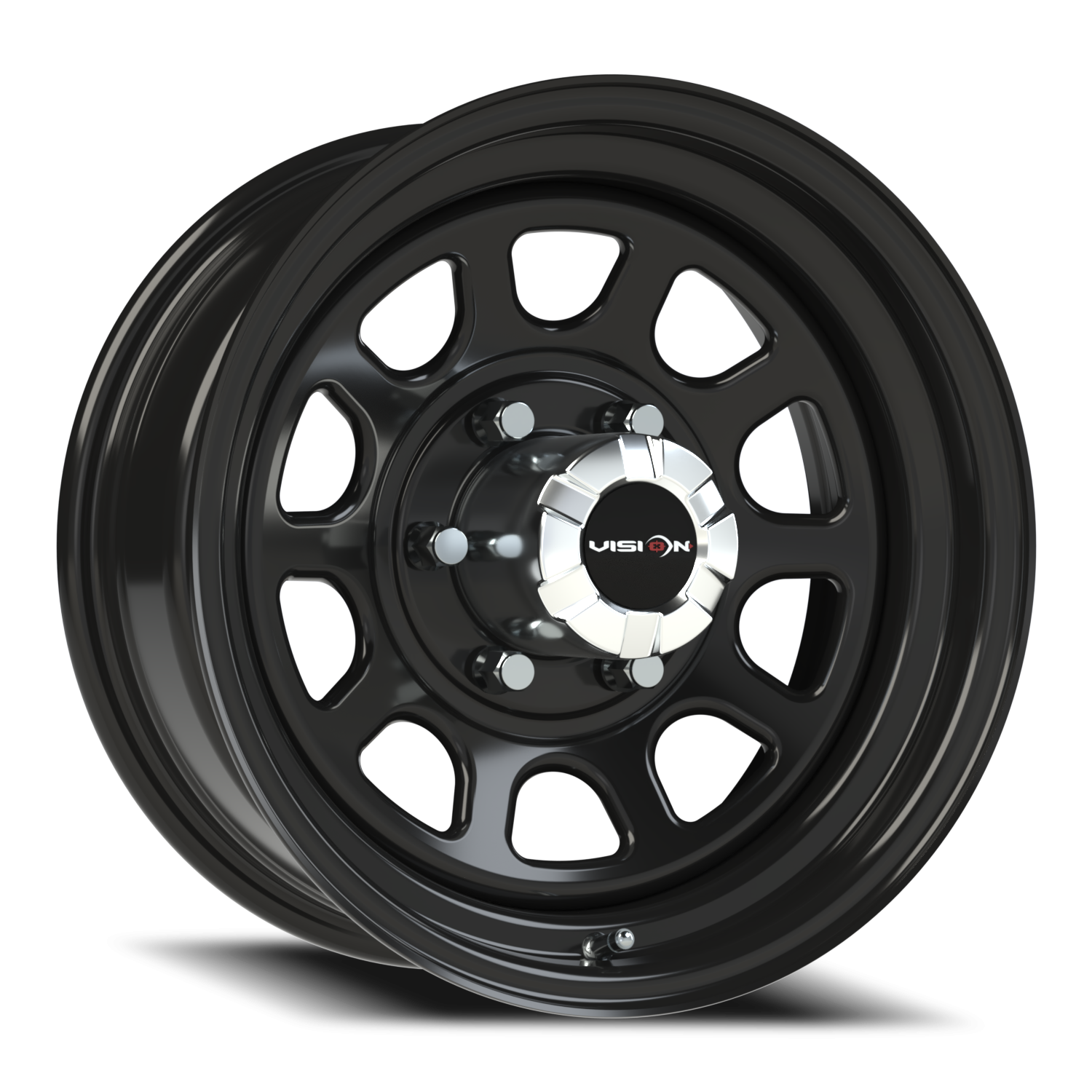 16x7 Vision 84H D Window Gloss Black Wheel 6x5.5 Bolt Pattern 0mm Offset