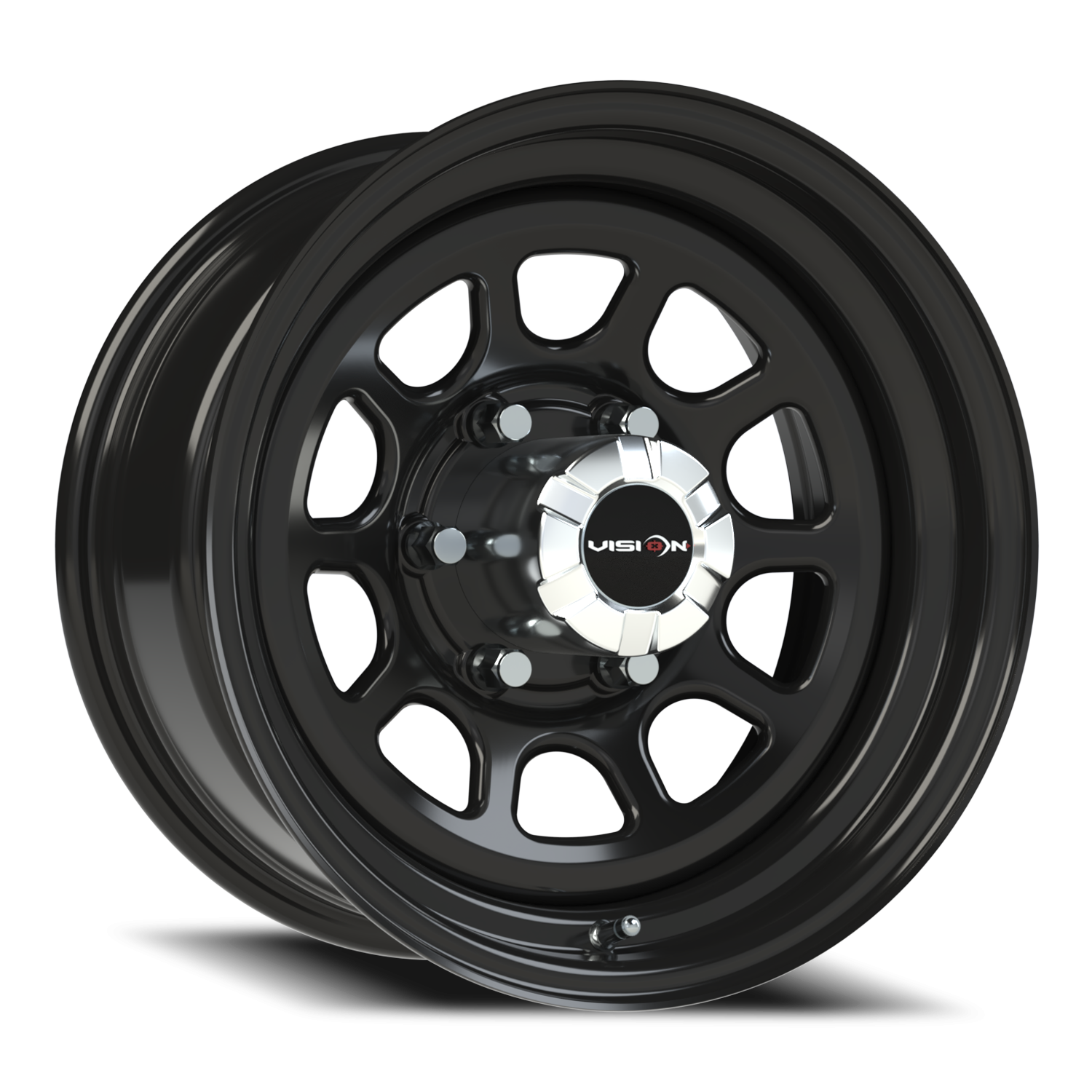 16x8 Vision 84H D Window Gloss Black Wheel 6x5.5 Bolt Pattern -12mm Offset