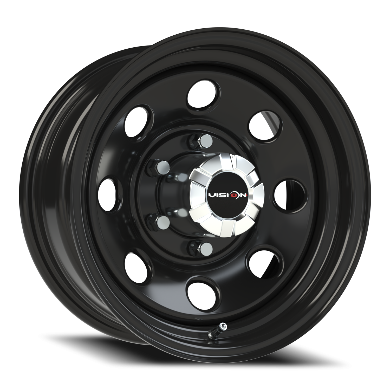 15x7 Vision 85H Soft 8 Gloss Black Wheel 6x5.5 Bolt Pattern -6mm Offset