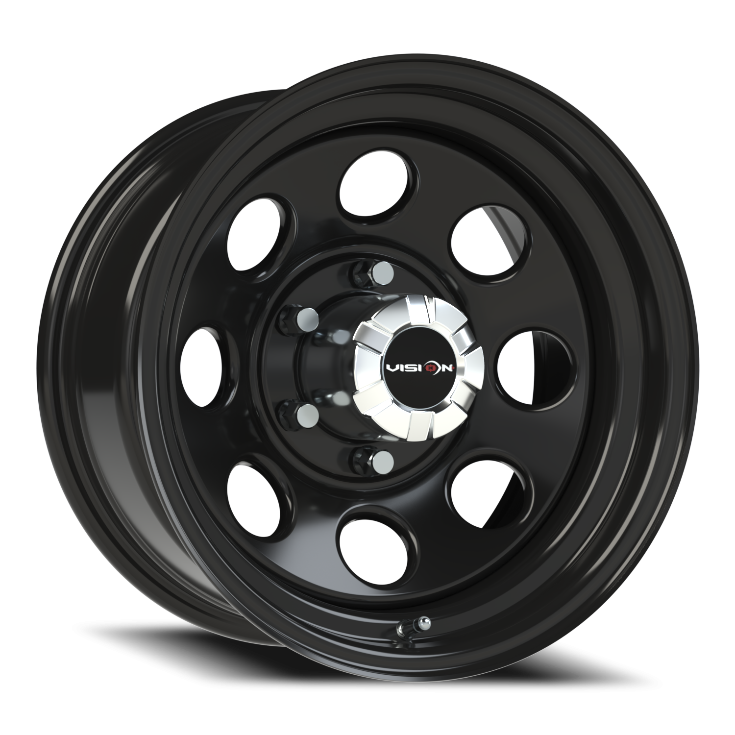 16x8 Vision 85H Soft 8 Gloss Black Wheel 6x5.5 Bolt Pattern -12mm Offset