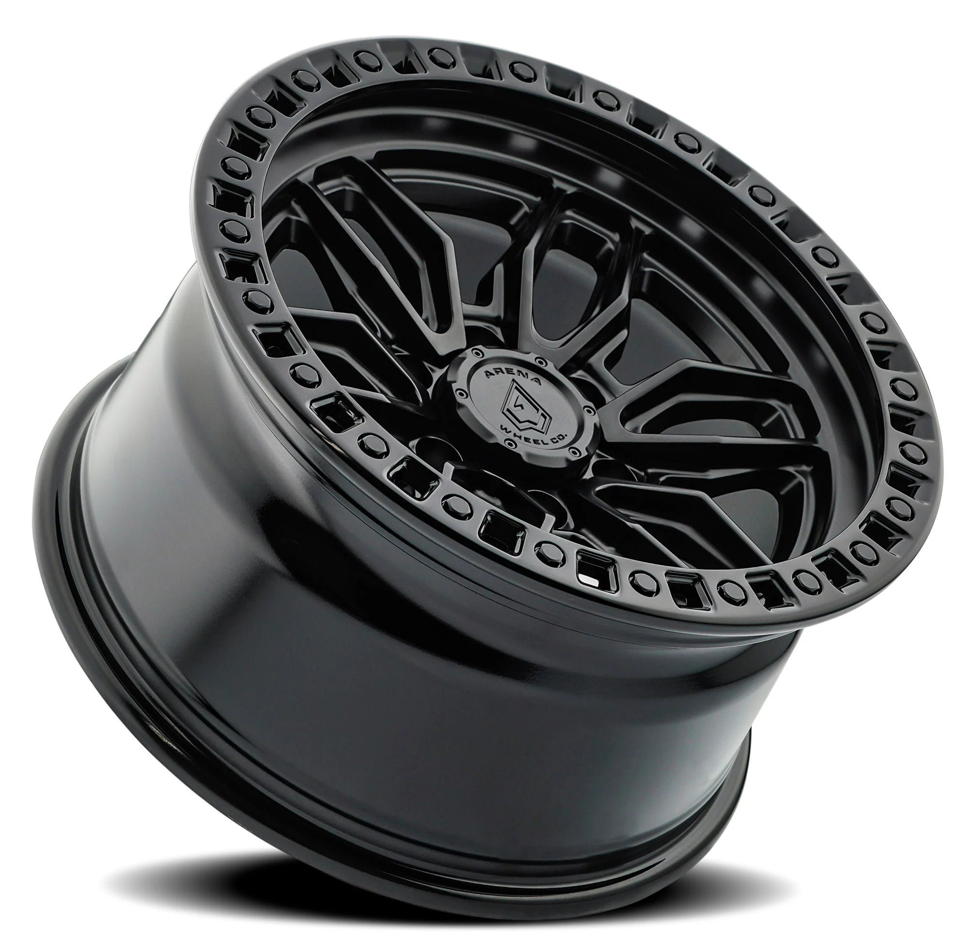 17x8.5 Arena Wheel A109 Hustle Satin Black Center Glossy Black Lip Wheel 6x5.5 Bolt Pattern +25mm Offset