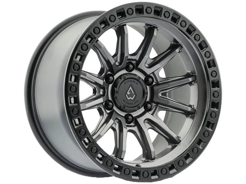 20x9 Arena Wheel A109 Hustle Satin Gun Metal Center Satin Black Lip Wheel 6x5.5 Bolt Pattern 0mm Offset
