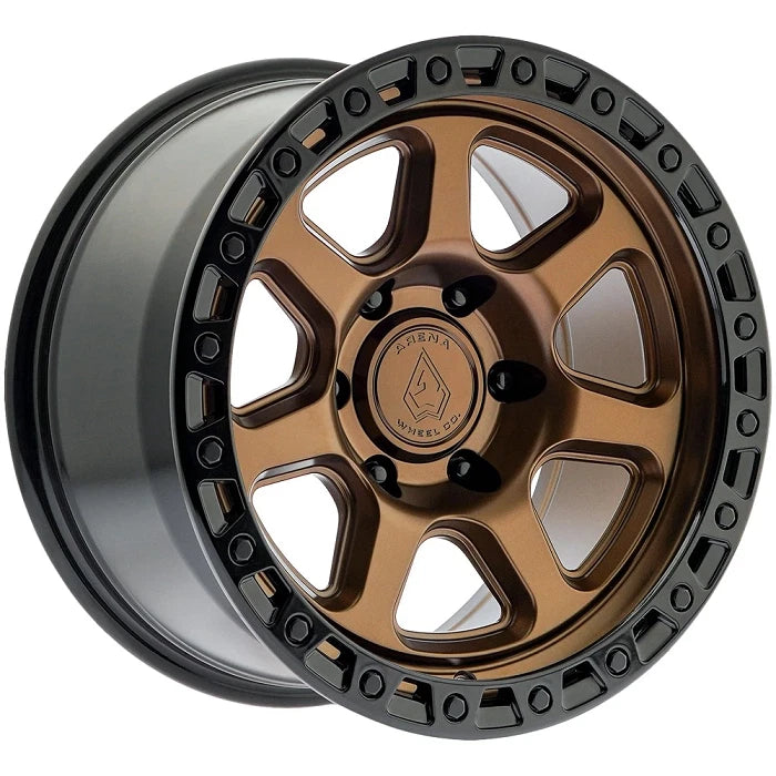 17x9 Arena Wheel A123 Throttle Smoked Bronze Center Glossy Black Lip Wheel 6x5.5 Bolt Pattern 0mm Offset