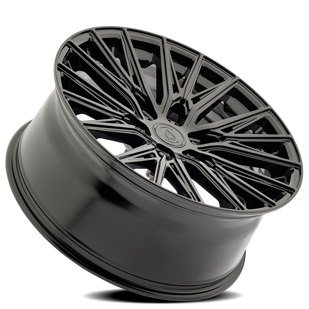 22x9.5 Arena Wheel A124 Finesse Glossy Black Wheel 6x5.5 Bolt Pattern +25mm Offset