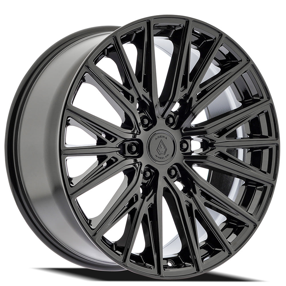 22x9.5 Arena Wheel A124 Finesse Glossy Black Wheel 6x5.5 Bolt Pattern +25mm Offset