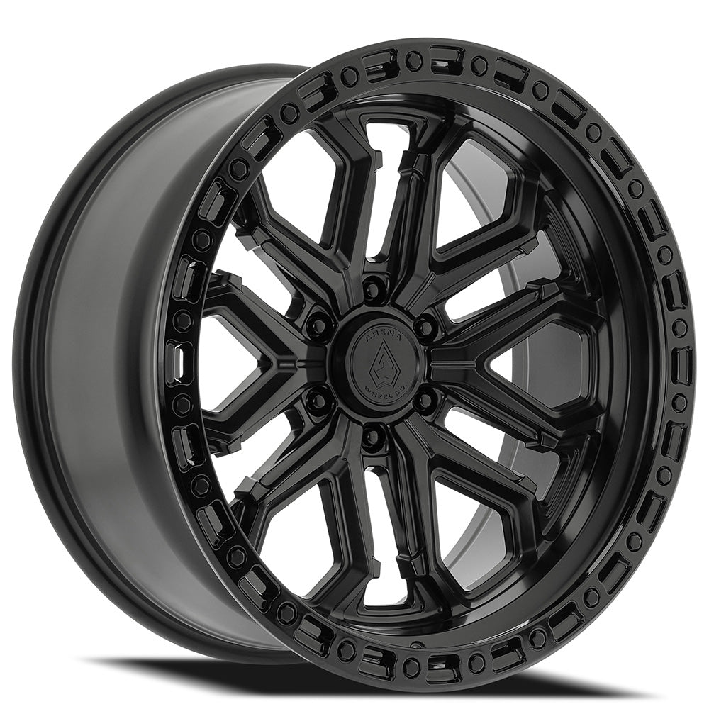 20x10 Arena Wheel A125 Jackal Satin Black Center Glossy Black Lip Wheel 6x5.5 Bolt Pattern -18mm Offset