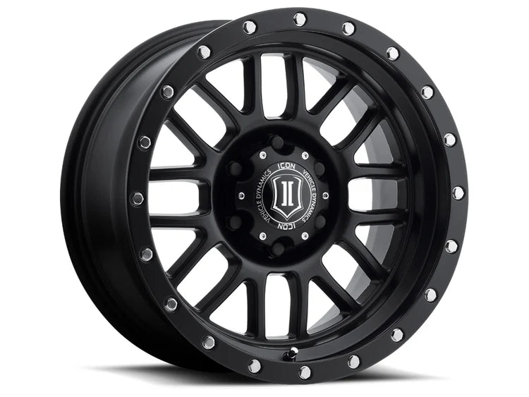 17x8.5 Icon Alloys Alpha Satin Black Wheel 6x5.5 Bolt Pattern 0mm Offset