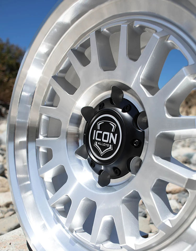 17x8.5 Icon Alloys Anza Silver Machined Wheel 6x5.5 Bolt Pattern 0mm Offset