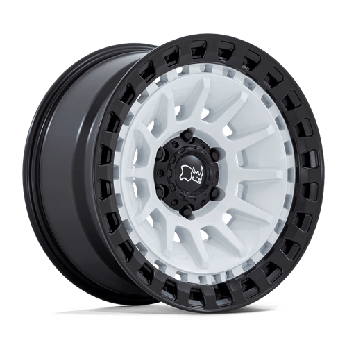 18x9 black rhino hard alloys br009 barrage gloss white on matte black wheel 6x5.5 bolt pattern 0mm offset
