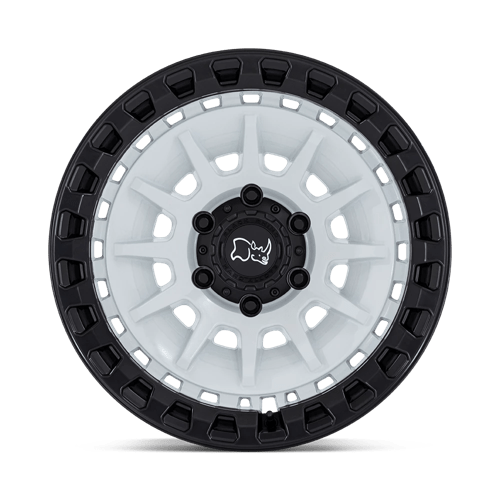 18x9 black rhino hard alloys br009 barrage gloss white on matte black wheel 6x5.5 bolt pattern 0mm offset