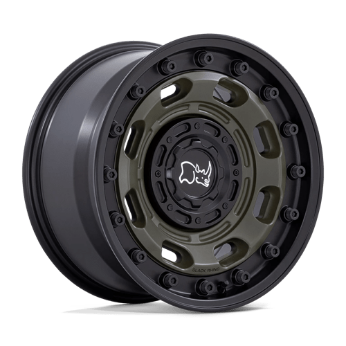 17x8 5 black rhino hard alloys br007 atlas olive drab green w black lip wheel 6x5.5 bolt pattern 10mm offset