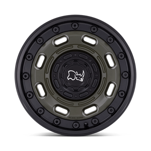 17x8 5 black rhino hard alloys br007 atlas olive drab green w black lip wheel 6x5.5 bolt pattern 10mm offset