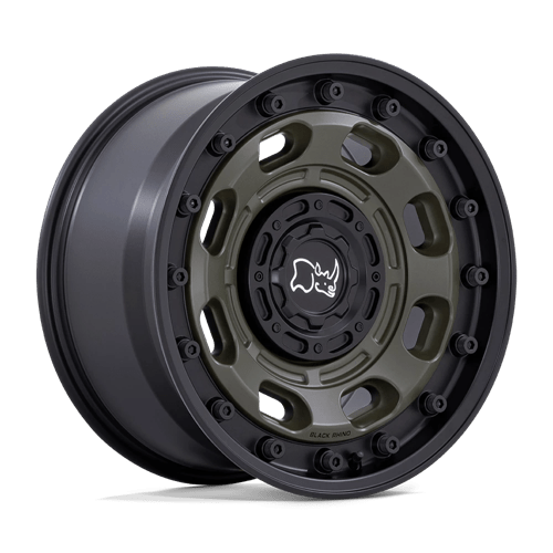 18x9 black rhino hard alloys br007 atlas olive drab green w black lip wheel 6x5.5 bolt pattern 0mm offset