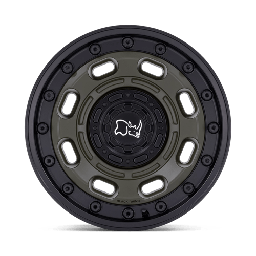 18x9 black rhino hard alloys br007 atlas olive drab green w black lip wheel 6x5.5 bolt pattern 0mm offset