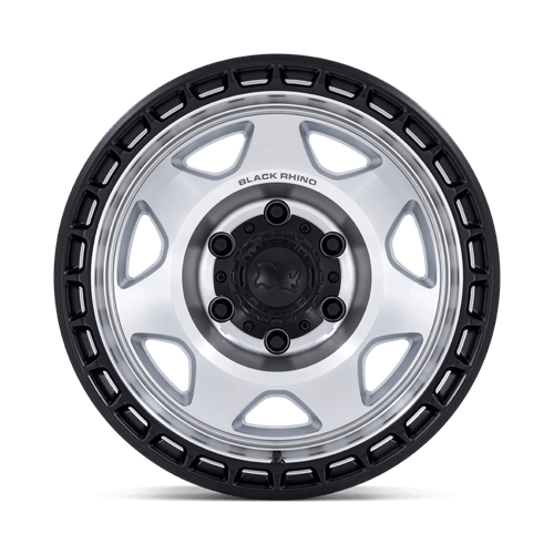 17x8 5 black rhino hard alloys br018 voyager silver machined w m black lip wheel 6x5.5 bolt pattern 10mm offset