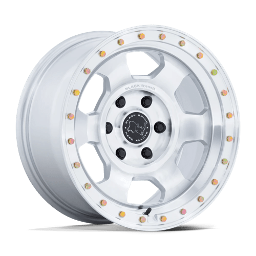 17x8 5 black rhino hard alloys br029 trooper gloss silver w machined face wheel 6x5.5 bolt pattern 10mm offset