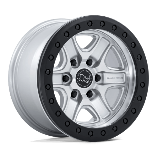17x8.5 Black Rhino Hard Alloys BR200 Echo Trail Lock Hyper Silver W/Machined Face Beadlock Beadlock Wheel 6x5.5 Bolt Pattern 0mm Offset