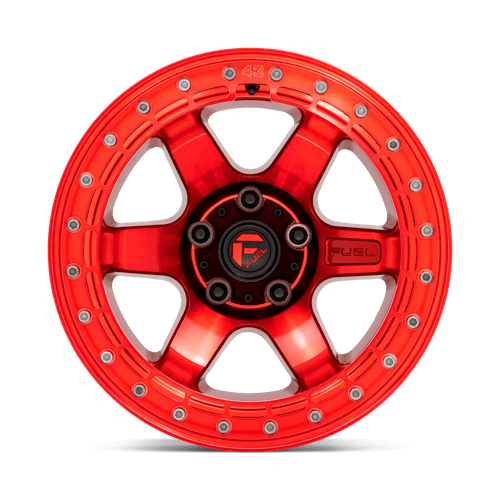 17x9 fuel off-road d123 block candy red w candy red ring beadlock wheel 6x5.5 bolt pattern 15mm offset