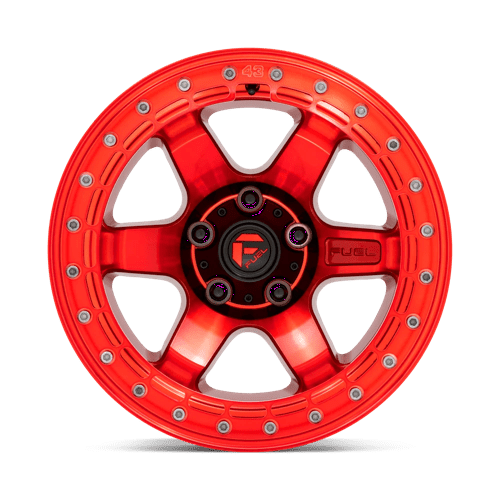 17x8 5 fuel off-road d123 block candy red w candy red ring beadlock wheel 6x5.5 bolt pattern 0mm offset