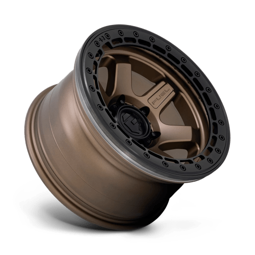 17x9 fuel off-road d124 block matte bronze w m black ring beadlock wheel 6x5.5 bolt pattern 15mm offset