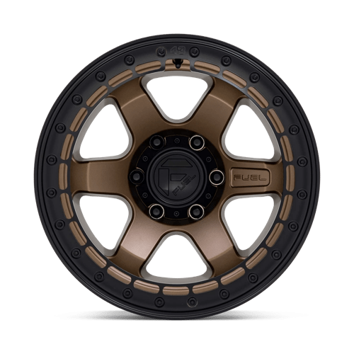 17x8 5 fuel off-road d124 block matte bronze w m black ring beadlock wheel 6x5.5 bolt pattern 0mm offset
