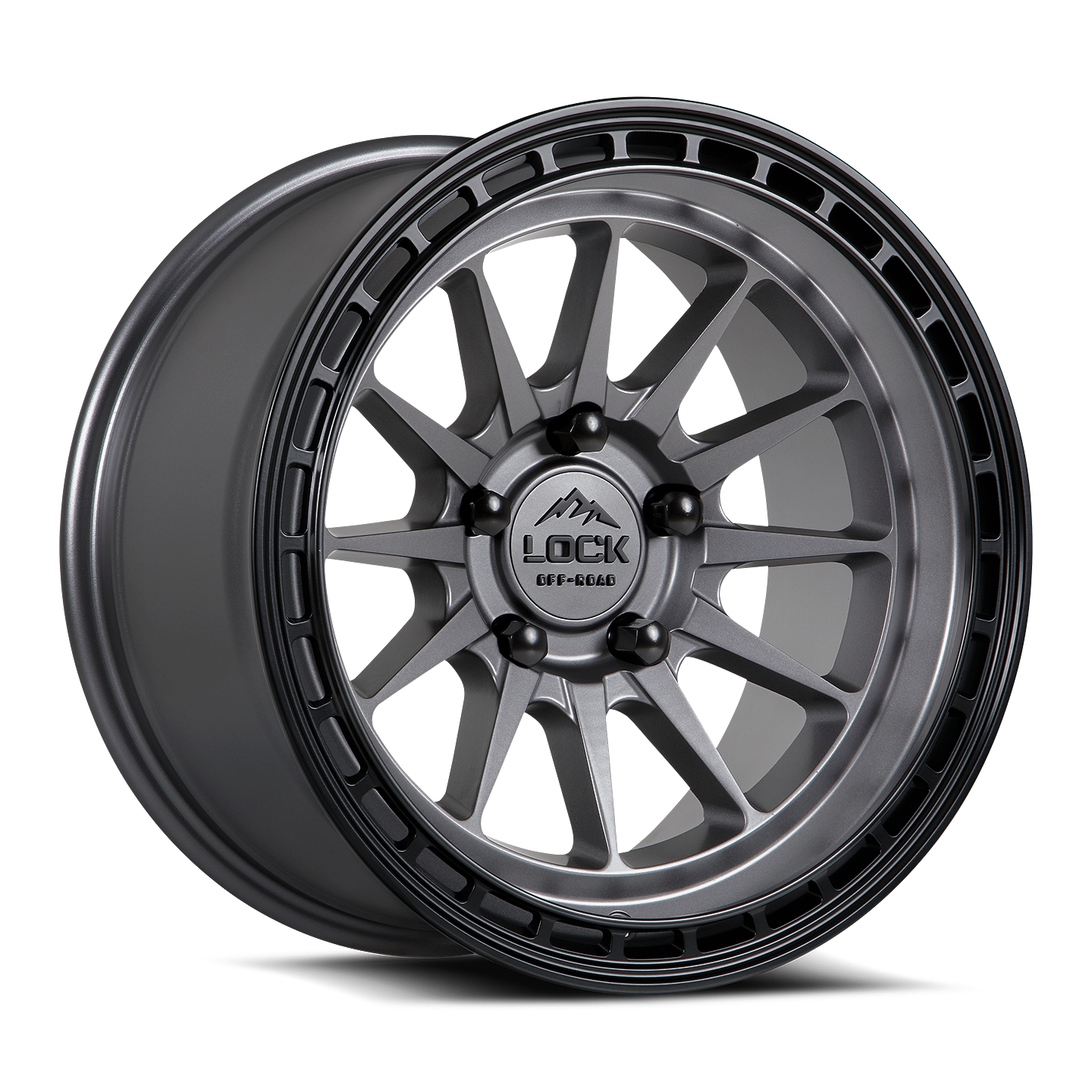 17x9 lock off-road baja matte grey w matte black ring wheel 6x5.5 bolt pattern 12mm offset